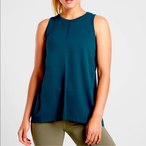 Athleta Foothill Seamless Tank Lagoon Teal Size Small Tie Split Back Sleeveless - Picture 1 of 14